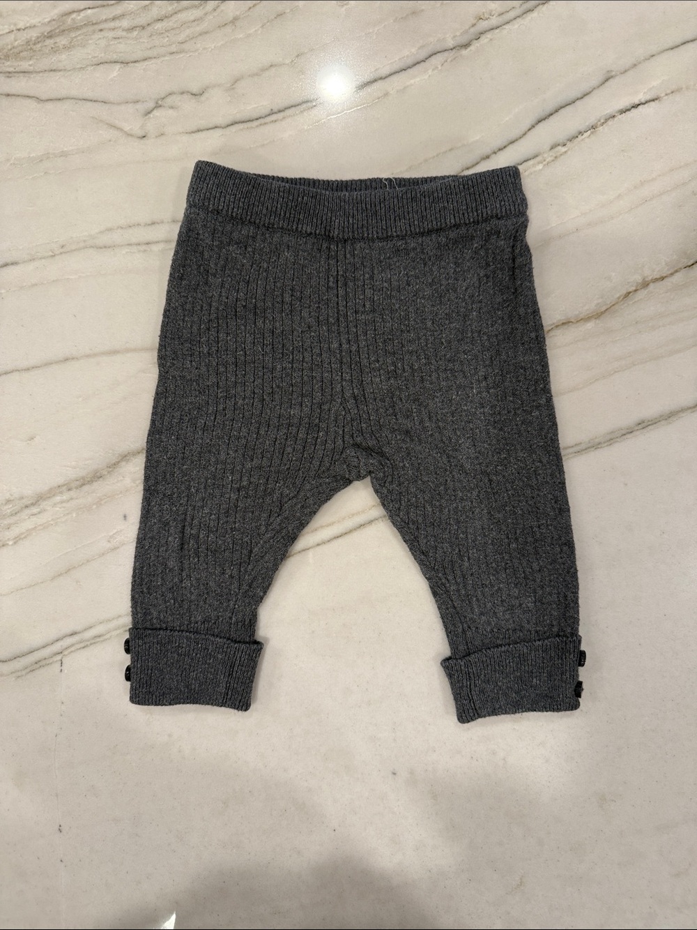 Zara Baby Ribbed Knit Charcoal Gray Leggings